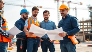Showcase of Manhattan General Contractor team collaborating on a construction project at a busy site.
