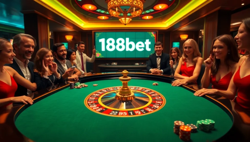 Players enjoying a game at the casino table while exploring link 188bet for online betting.