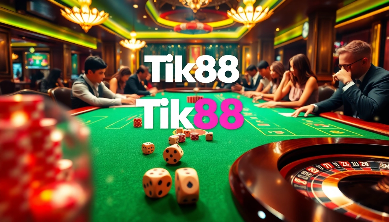 Người chơi đang tận hưởng các trò chơi hấp dẫn tại Tik88 casino, với bàn chơi sống động và bầu không khí sôi động.