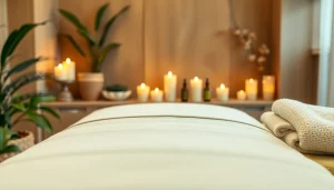 1인샵 마사지 테이블과 아로마 오일로 편안한 분위기 연출합니다.