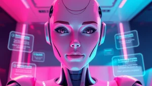 AI sex bot engaging in intimate conversation in a warm atmosphere