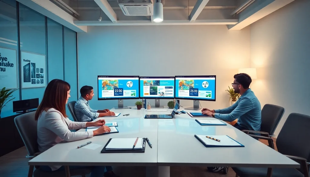 Professional team collaborating on a custom web design project that reflects 'thiết kế website theo yêu cầu'.