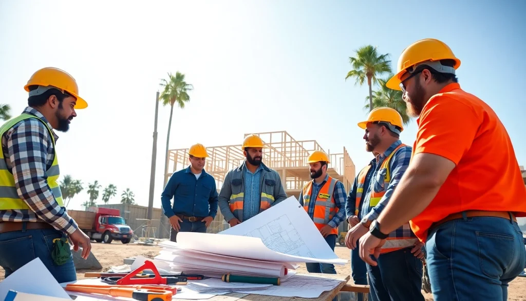 Showcasing the Southern California contractors association members collaborating on a construction project.