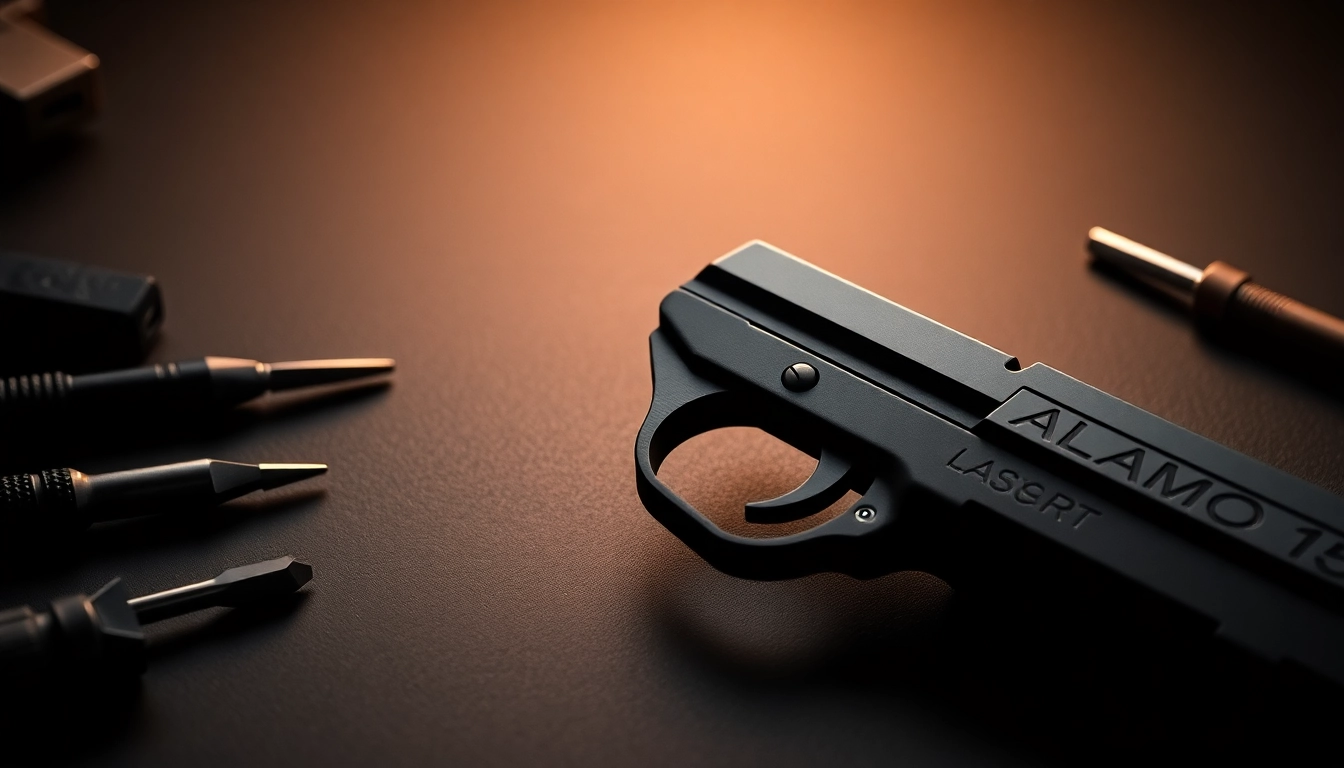 Showcasing the Alamo 15 trigger with its unique design and precision craftsmanship.