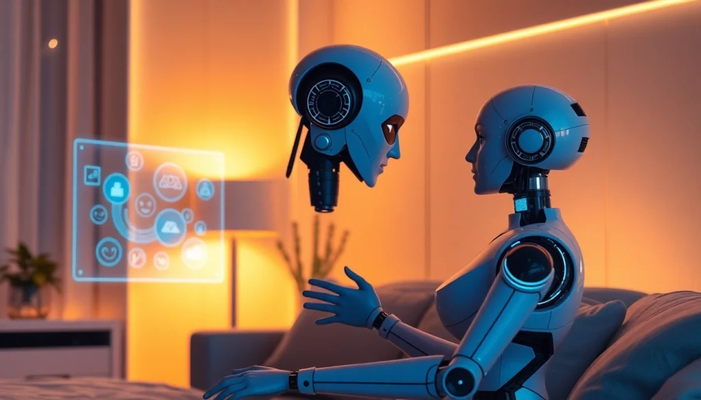 Engaging AI companion in a warm, modern space symbolizing ai sex interaction.