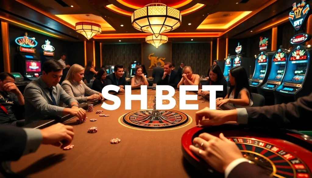 Players enjoying a thrilling game at SHBET casino, showcasing excitement and stakes in action.