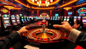 Players engaging in high-stakes gambling with 상품권신용카드 at a luxurious roulette table.