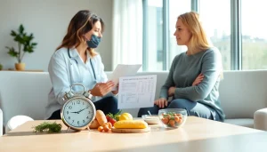 Engaging nutritionist discussing intermittent fasting strategies with a patient.