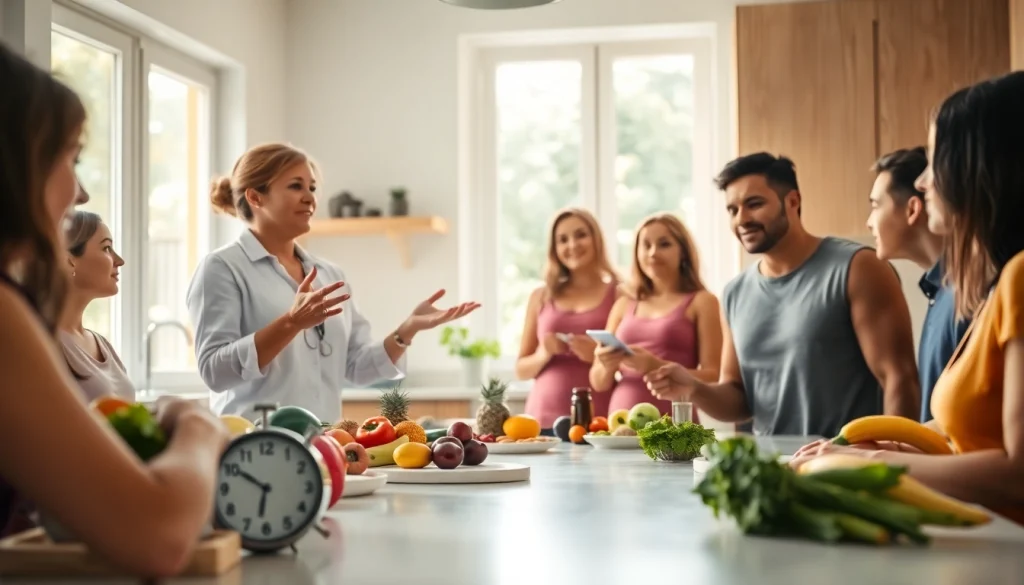 Engaging presentation on intermittent fasting with nutritious foods displayed.