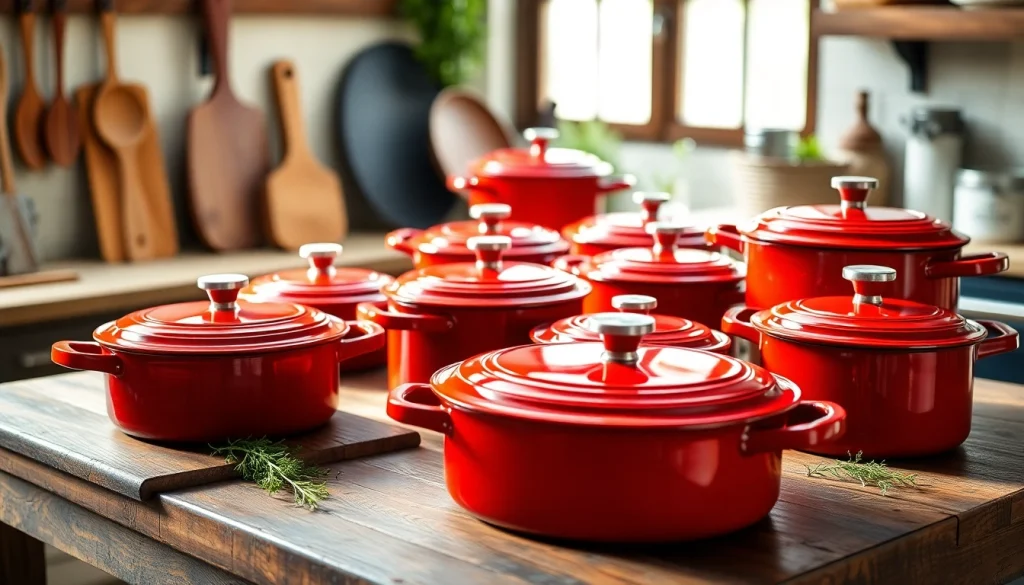 Shop vibrant Le Creuset NZ cookware showcasing colorful pots and crafts in a rustic kitchen setting.