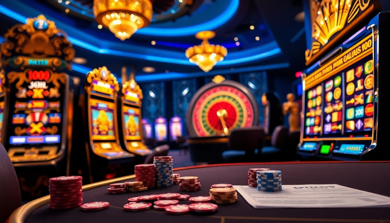 Putar mesin slot Olympus 1000 di kasino mewah dengan suasana penuh warna yang hidup.