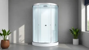 Duschkabine 90x90 komplett in modernem Badezimmer, stilvolles Design und klare Linien.