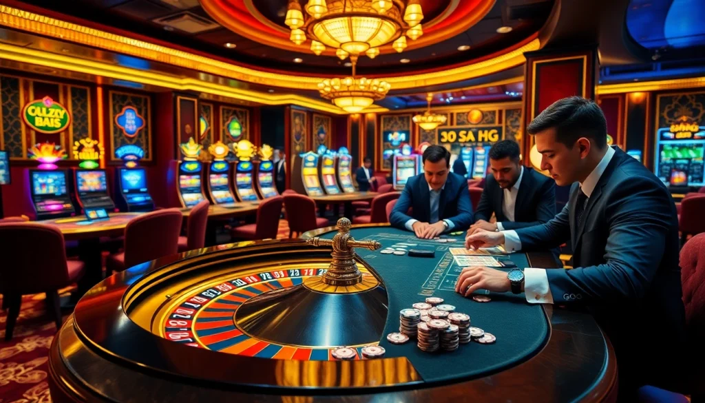 Engaging scene of casino excitement with good88 gaming elements and luxurious decor.