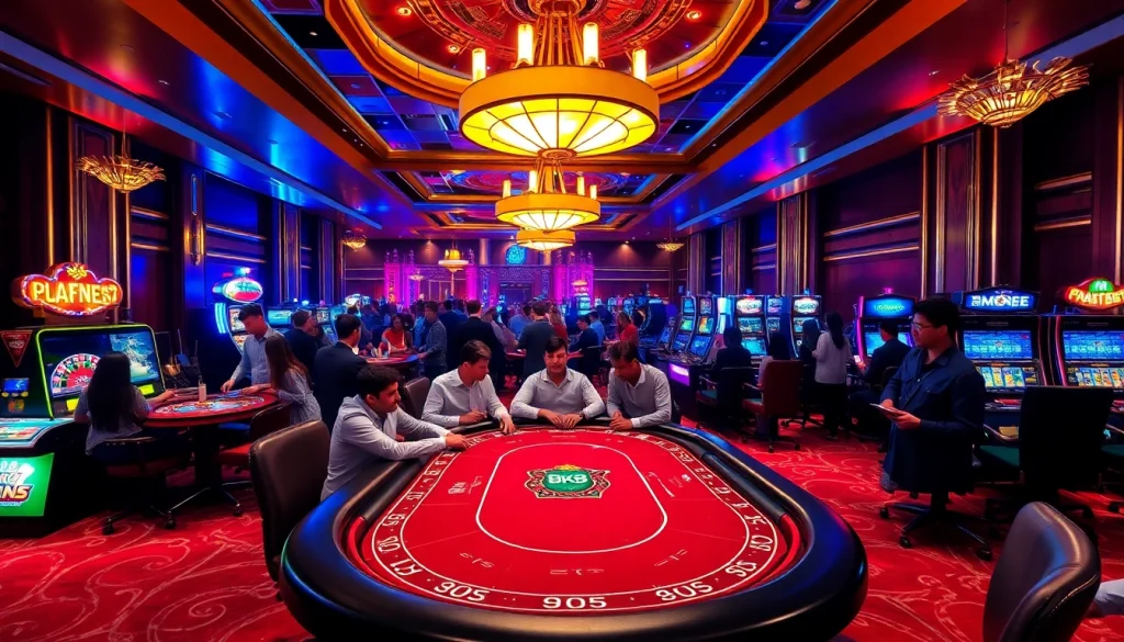 Players enjoying the excitement of BK8 casino games in an upscale atmosphere.
