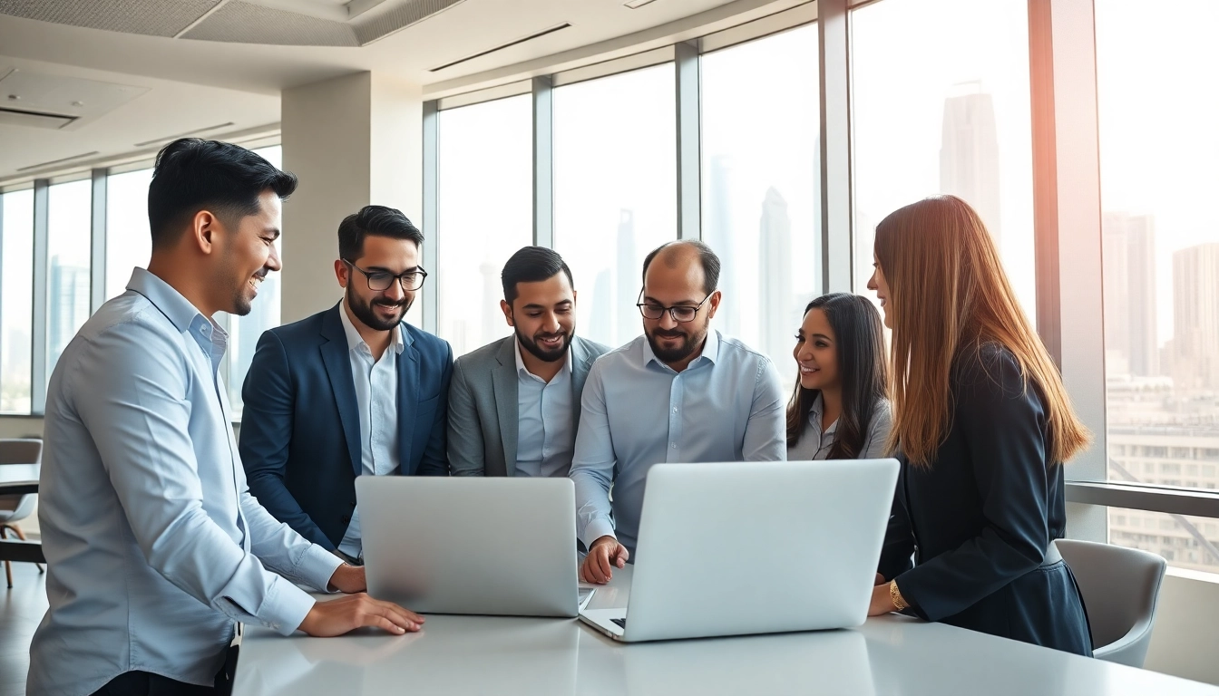 Guide to successful business setup in Dubai with engaging consultants in a modern office.