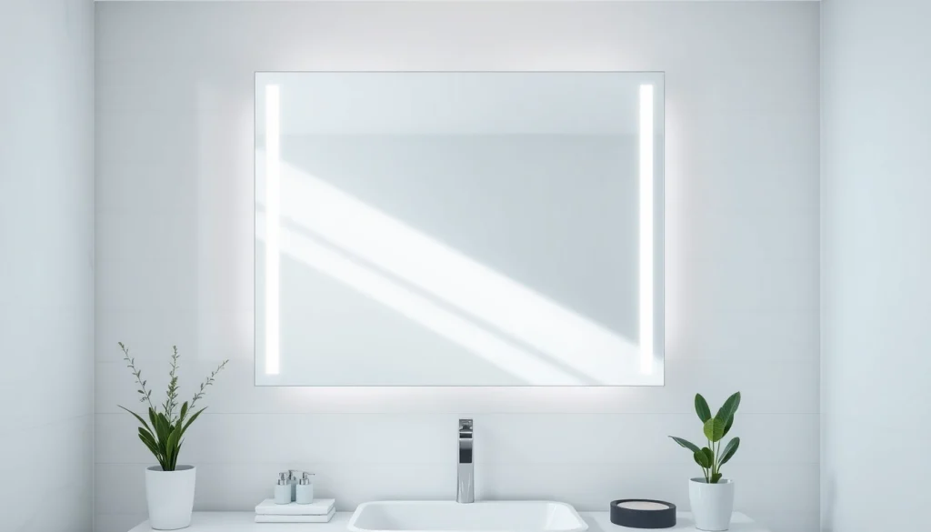 Illuminate your space with a stunning mirror light mirror, enhancing any modern bathroom design.