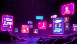 Engaging NSFW AI chat interactive scene highlighting futuristic chat platforms.