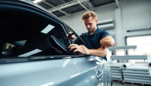 Apply auto window tint near me for enhanced privacy and style in a professional setting.