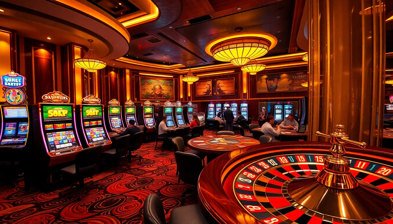 Exciting view of slot depo 5rb machines and vibrant casino ambiance.