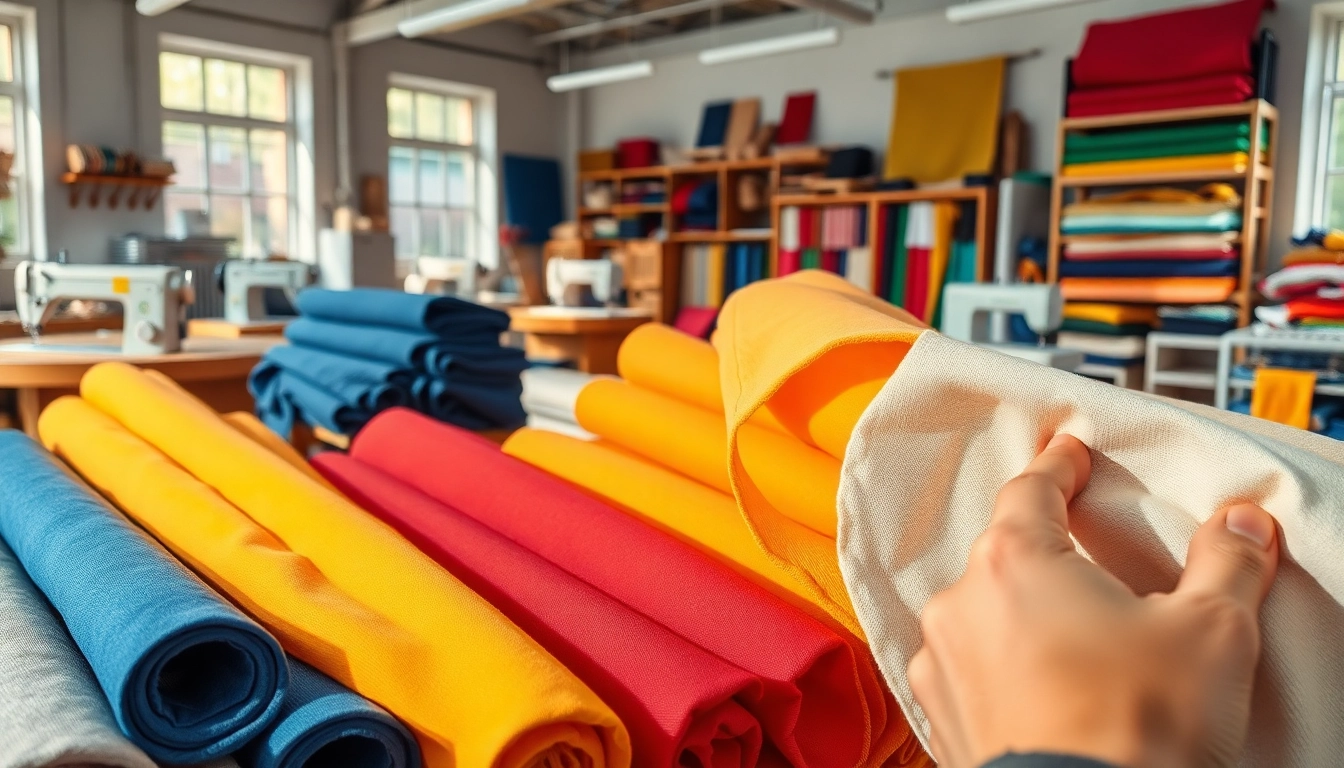 Bekijk de verschillende texturen van canvas stoffen in een goed verlichte werkplaats.