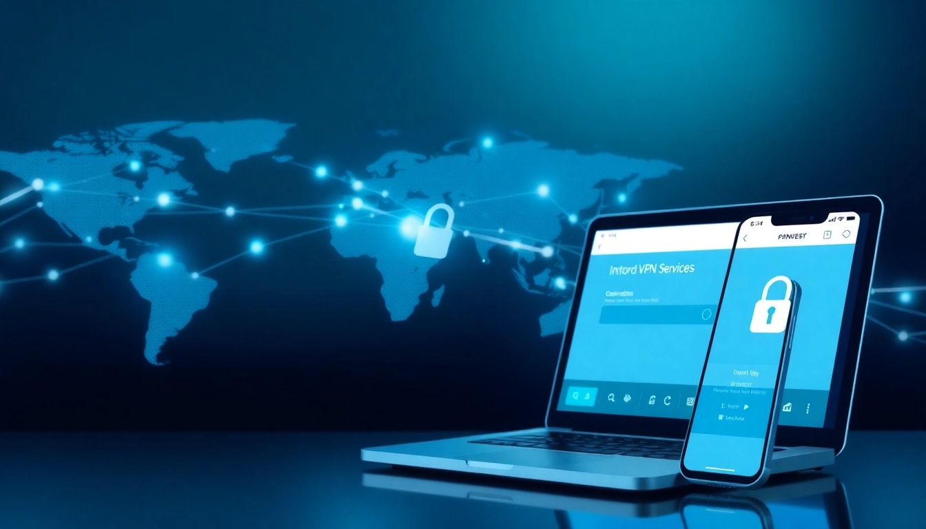 快连官网界面在笔记本电脑和移动设备上显示，象征安全的 VPN 连接。