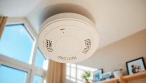Check the smoke detector battery installed on the ceiling for optimal safety and functionality.