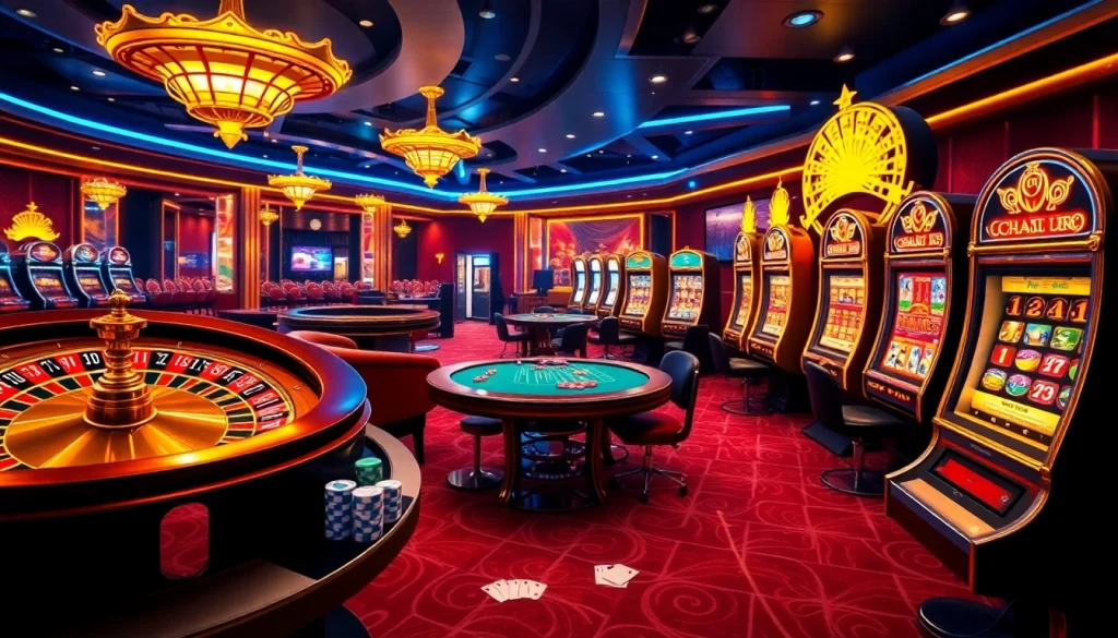 Experience thrilling gambling action at onicplay with vibrant casino tables and slot machines.