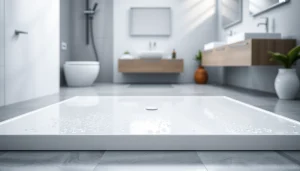 Stylish shower base enhancing a modern bathroom's sleek aesthetic.