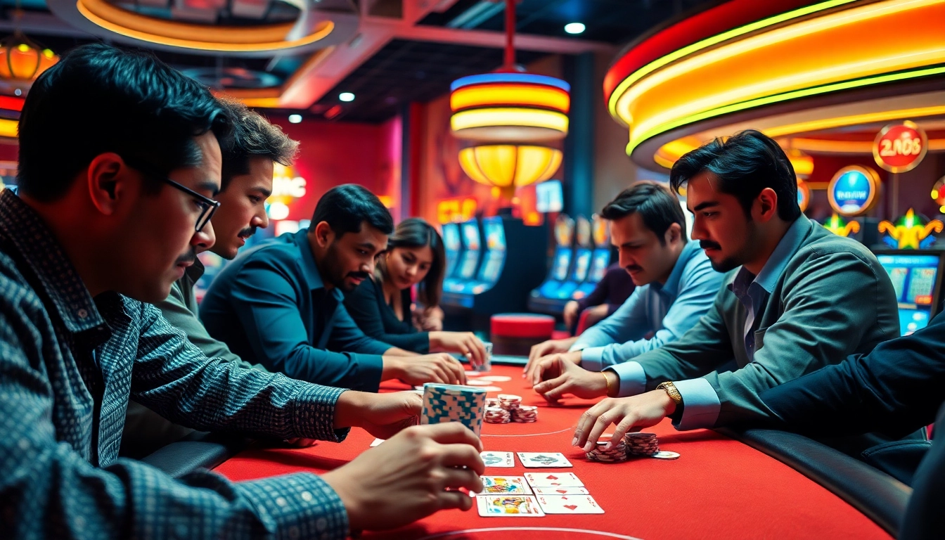 Main event at MABAR88 Gacor casino featuring an exciting poker game among diverse players.
