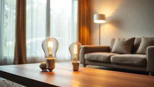 Enhance your space with a19 led bulb illuminating a modern living room setup.