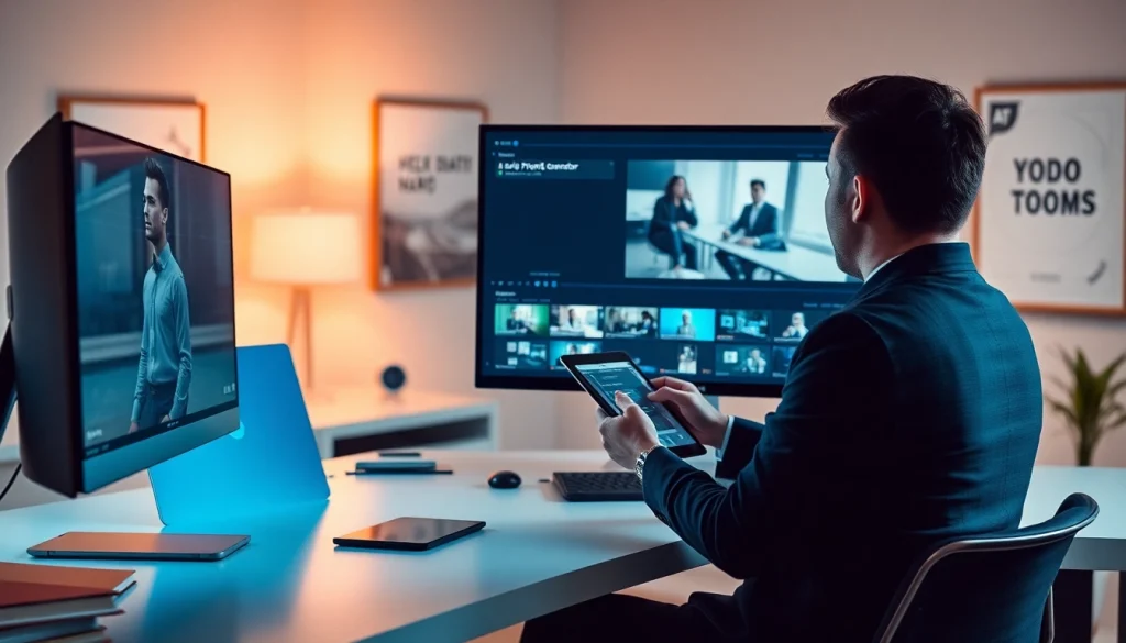 Video to promptgenerator illustrating a high-tech workspace for AI video prompts