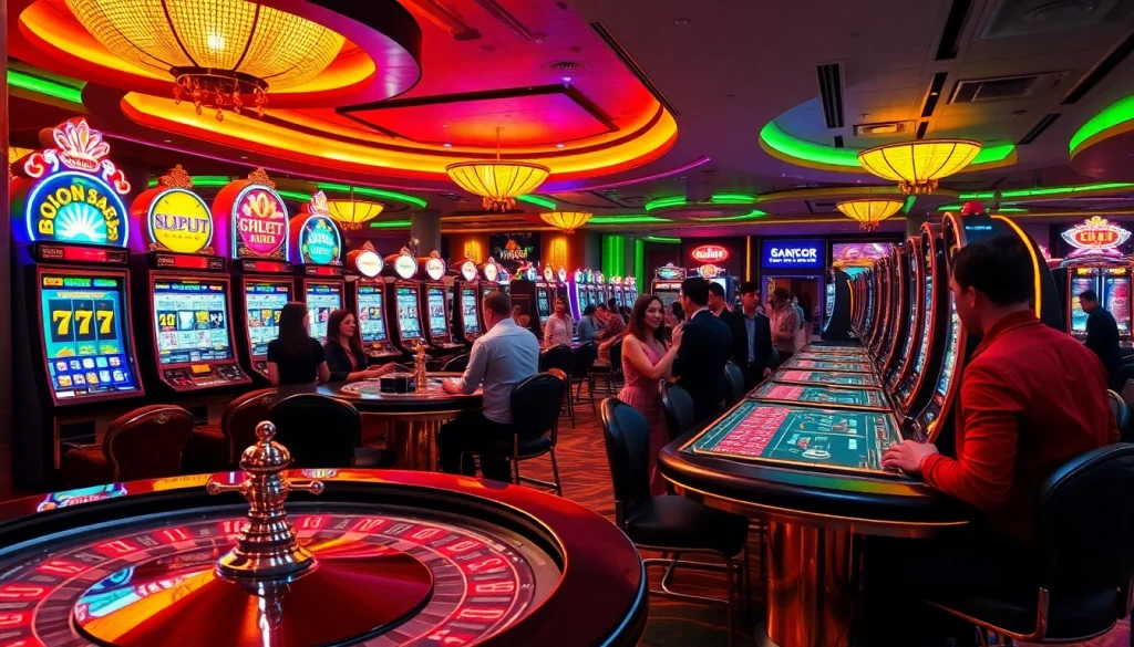 Engage in the excitement of slot gacor with illuminated slot machines and vibrant casino atmosphere.