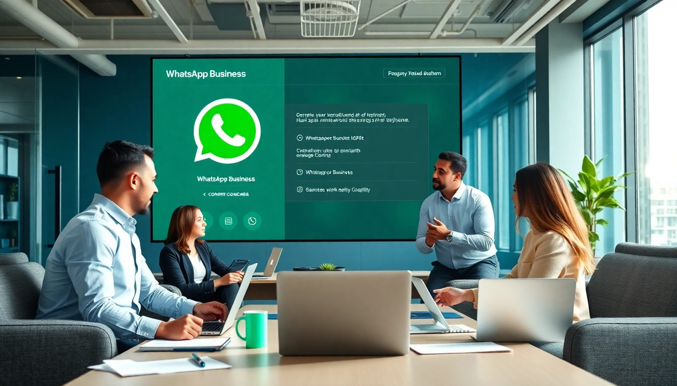 Utilizing a WhatsApp Business CRM in a modern office for enhanced collaboration.