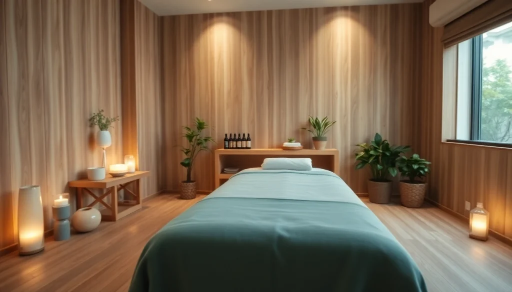 편안한 분위기와 자연 장식으로 조성된 휴식 마사지 치료실