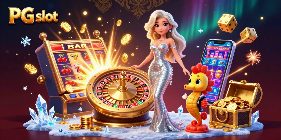 Spin the PG slot reels in this vibrant casino illustration filled with excitement and charm.