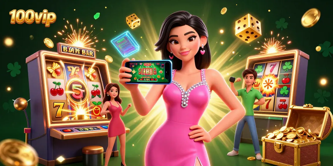 Engage in thrilling action with 100vip as stunning models showcase a vibrant casino game scene.