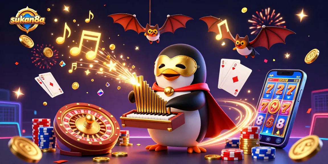 Experience engaging gameplay at sukan8a with a vibrant 3D casino illustration showcasing lucky wins and casino excitement.