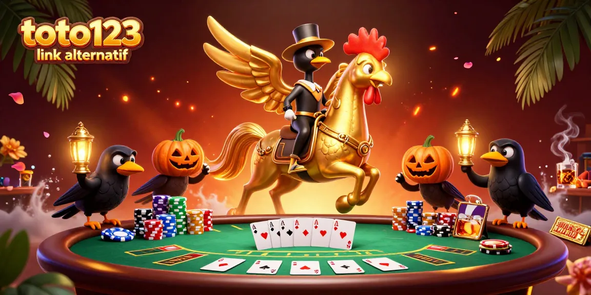 Experience thrilling gameplay with toto123 link alternatif in a vibrant casino scene with golden rooster characters.
