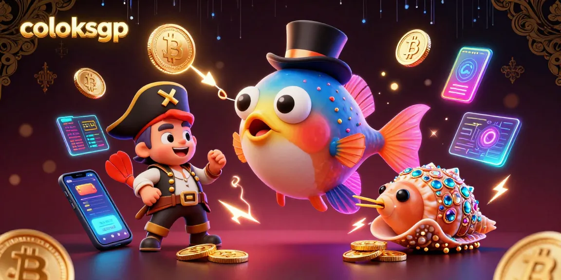 Engage with coloksgp's adventurous world featuring an anglerfish and pirate shrimp in a vibrant 3D casino scene.