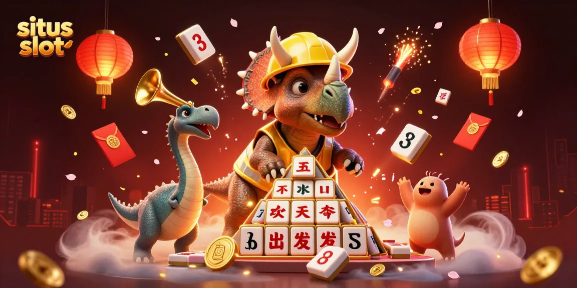 Gali kesenangan situs slot dengan triceratops membangun piramida gulungan slot dalam ilustrasi 3D yang menakjubkan.