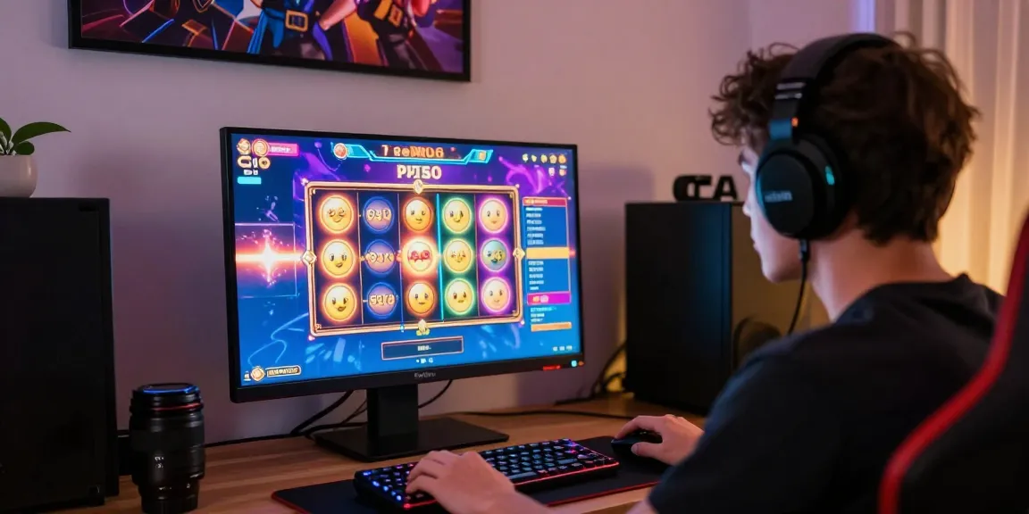 Player enjoying Slot Pulsa on a vibrant gaming setup at home