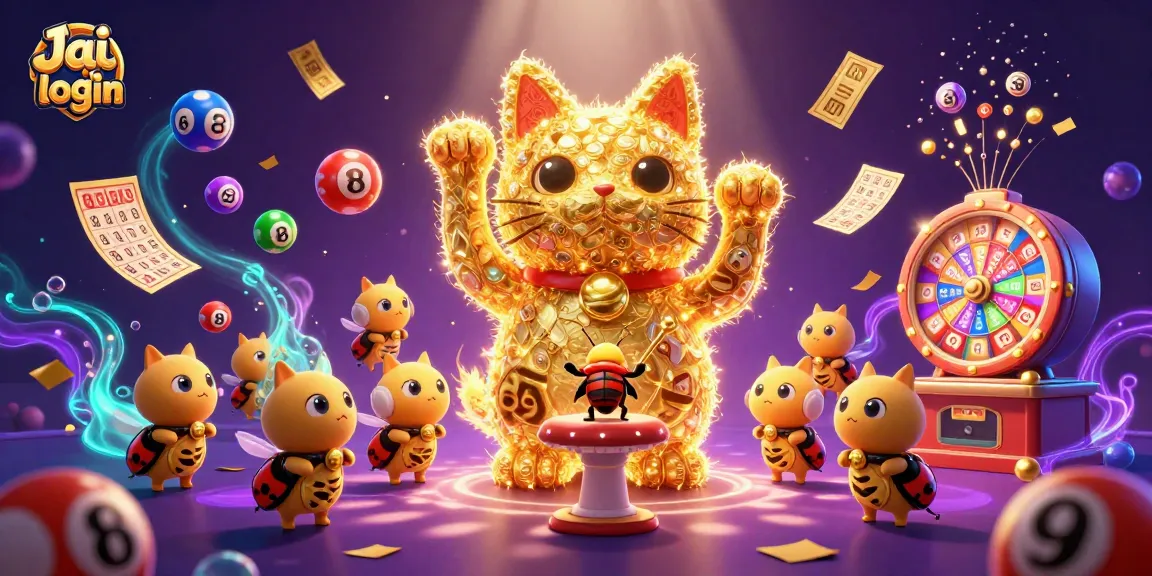 Engage with exciting games through Jai club login, featuring a vibrant lucky cat and lottery elements.