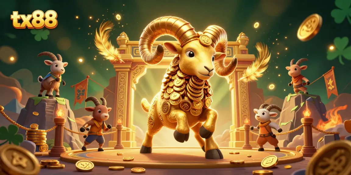 Experience the vibrant action of tx88 with a golden ram charging through a dynamic casino scene.