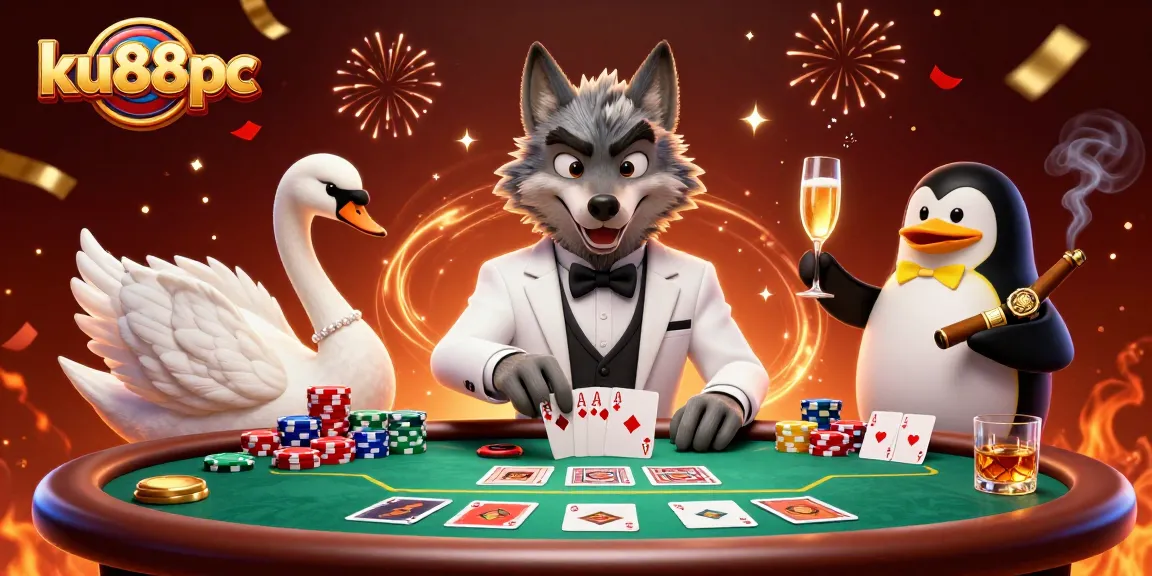 Experience thrilling baccarat action with ku88pc in this vibrant, celebratory casino scene featuring iconic characters.