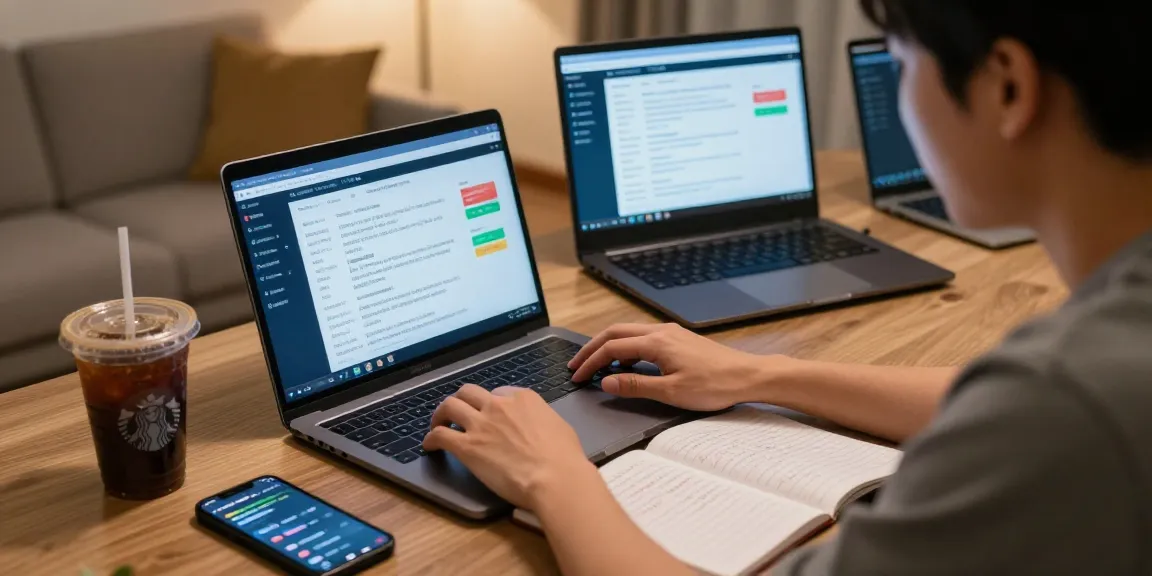 Researching safe 토토사이트 options online with reviews and ratings in a cozy setting.