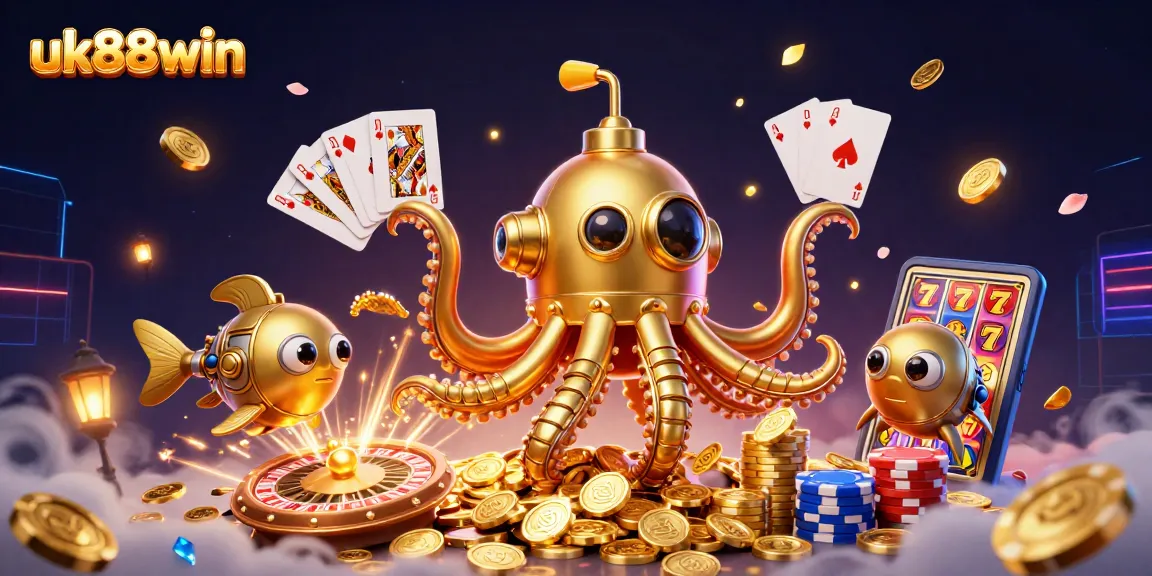 Experience thrilling casino action with uk88win in this vibrant 3D illustration.